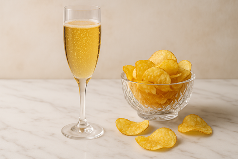 champage and potato chips